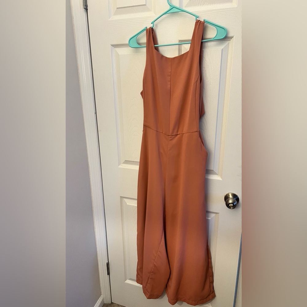 Pink open back jumpsuit